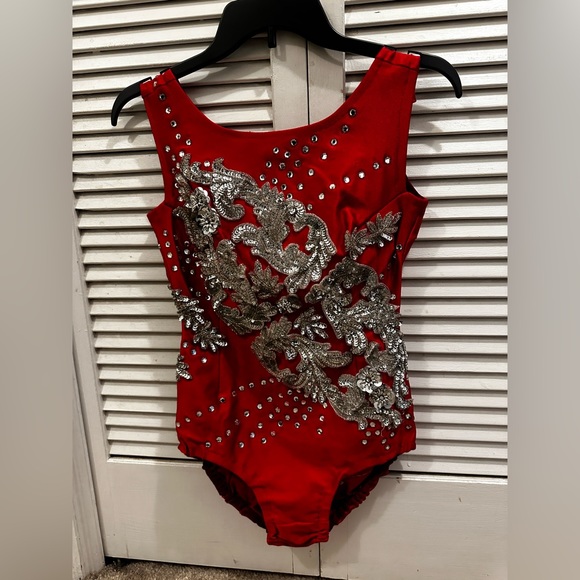 Vintage Ruby Sequin Majorette, Rhythmic gymnastics, figure skating bodysuit - Picture 1 of 14